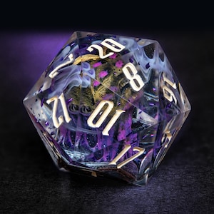 Vecna Dice Set – 7 RPG Dice with 3D Skull, Hand & Book | DnD Necromancer Dice | Eldritch Resin Dice for TTRPG|Dungeons and Dragons Dice Set
