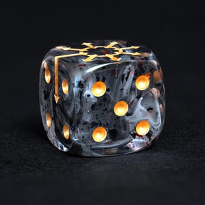 Chaos D6 Dice Set – 16mm Resin Dice with Chaos Star | Red Foil, Black Swirls & Ancient Symbol | Grimdark Dice for Wargames END TTRPGs image 4