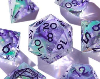 Dice Set | Handmade Epoxy Resin Dice | DND Dice | Tabletop Games RPG Dice Set
