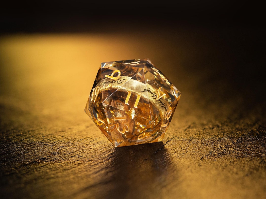 Dice Set, Bronze Gold Colors, One Ring, LOTR Dice, Board Games, DND