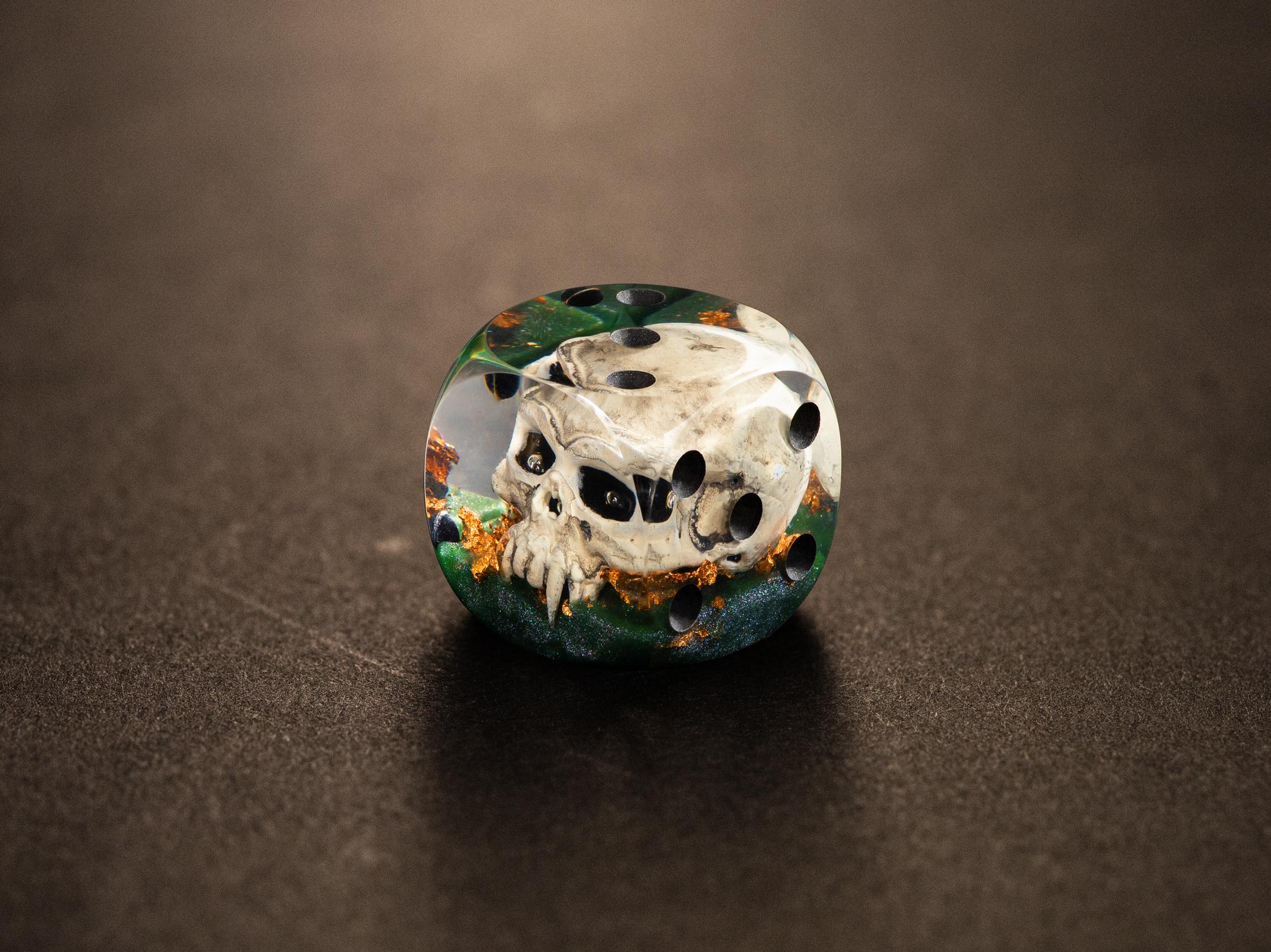 Dice with Skull, D6, Skeleton Dice, Dice Set, Board Games, Epoxy Dice, Necromancer, Zombie Dice, DND, Soft Edges
