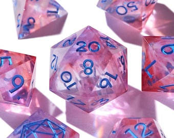 Dice Set for DND | Handmade Epoxy Resin Sharp Edge RPG Dice | Dungeon Master Gifts
