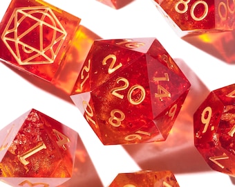 Dice Set for DND | Dice Set | Handmade Sharp Edges RPG Dice | Phoenix Heart, Poisoned Blood, Twilight Mist