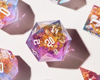 Handmade DnD Dice Set, RPG Dice Collection, Epoxy Resin Dice Set - Fae Treasury, Poisoned Peony, Queen of Thorns