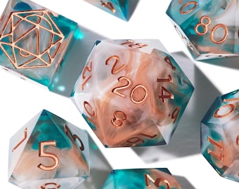 DnD Dice Set, Handmade Epoxy Resin Sharp Edges Dice, Dungeons & Dragons Dice Set