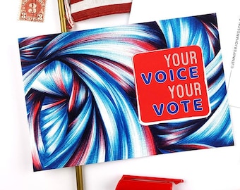 Vote Postcards - Your Voice Your Vote - Free Shipping - Set of 50 Voter Postcards - Postcards to Voters