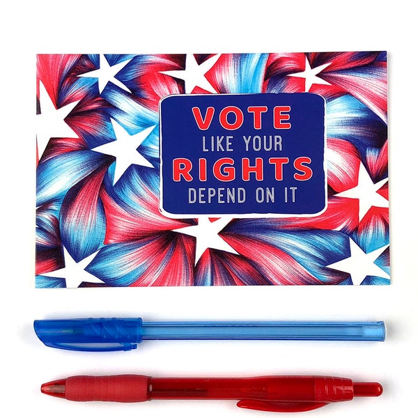 Vote Like Your Rights Depend on It - Set of 100 Voter Postcards - Postcards to Voters - FREE Shipping