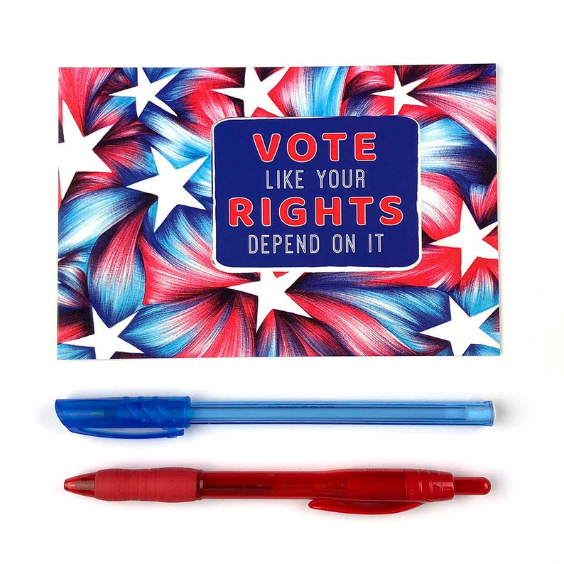 Vote Like Your Rights Depend on It Set of 100 Voter Postcards Postcards to Voters FREE Shipping image 1