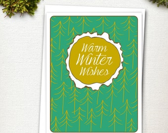 Cyber Week Sale - Christmas Card - Woodland Holiday - Holiday Card Set - Stationery - Holiday Cards - Warm Winter Wishes - Winter Cards