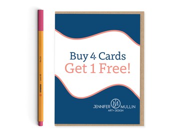 Buy 4 Cards - Get one FREE - Shipping Included