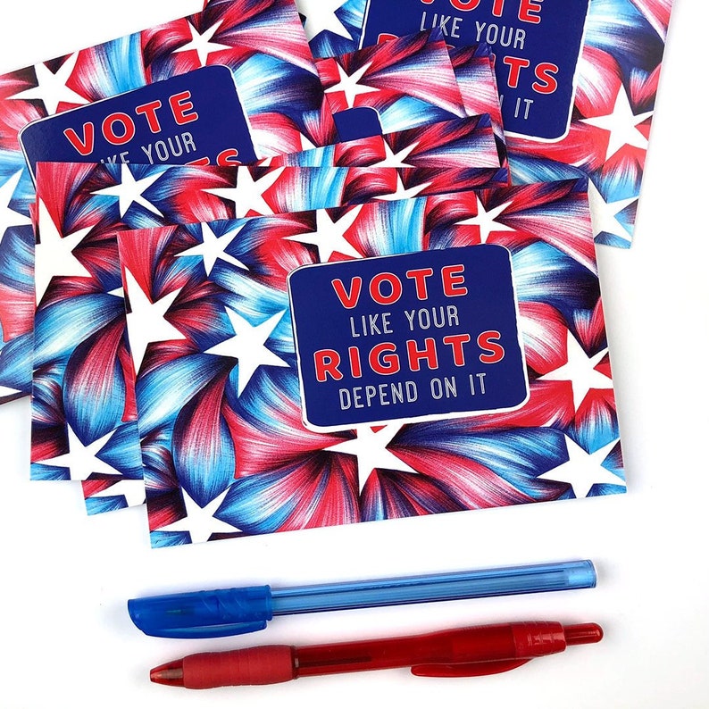 Vote Like Your Rights Depend on It Set of 50 Vote Postcards Postcards to Voters image 1