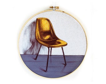 Eames Chair Illustration - Midcentury Modern Wall Art - Embroidery Hoop Art - Eames Print - Eames Art - Gifts for Boyfriend - Gifts under 20