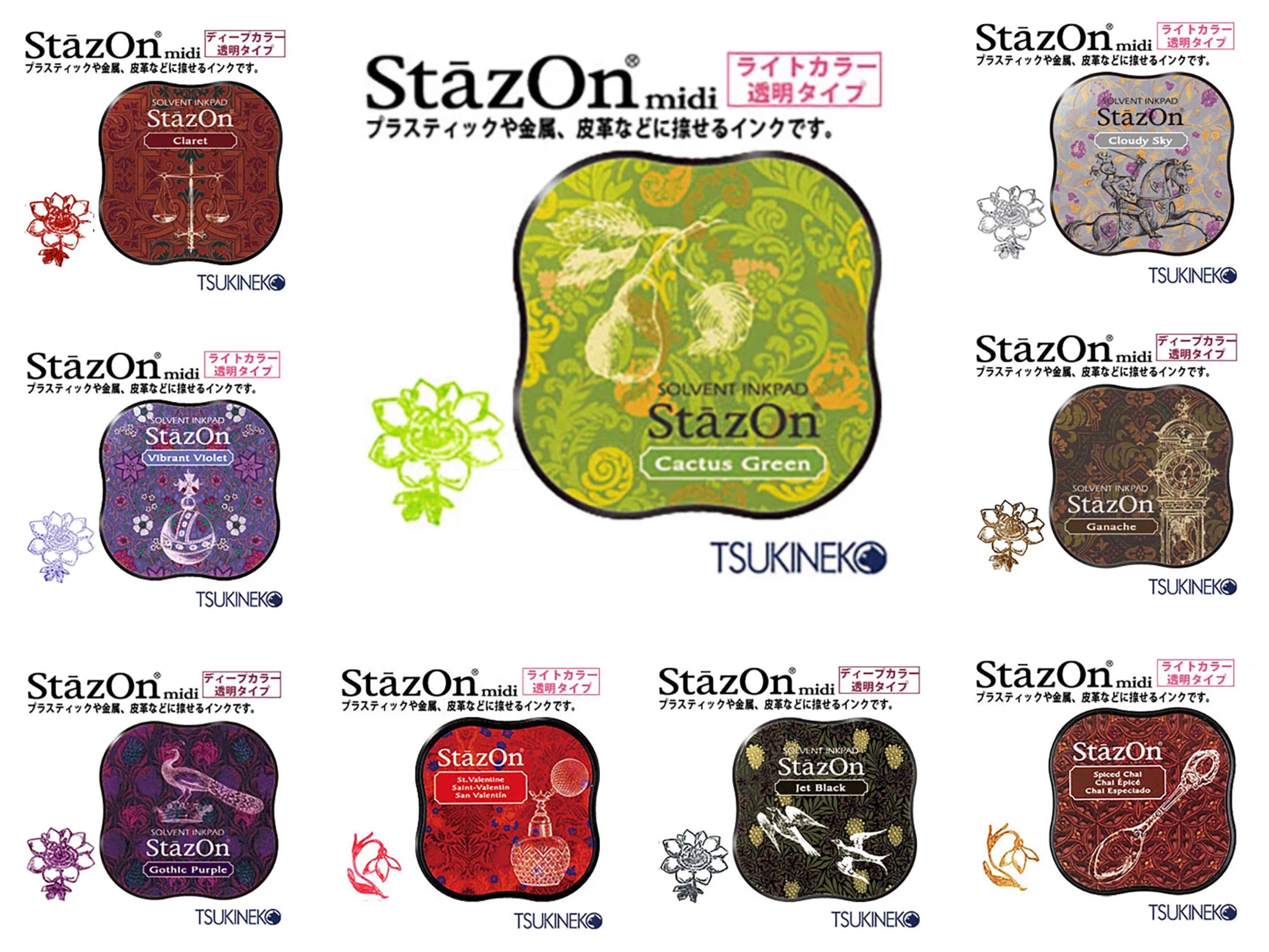 STAZON SOLVENT Ink Pad for Rubber Stamps TSUKINEKO Quick Drying Pigment