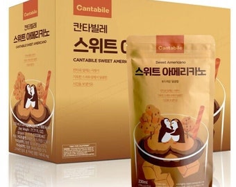 Korean Import Cantabile Sweet Americano Iced Coffee, Korean Pouch Drink, 7-11 TikTok, Box of 10 Pouches