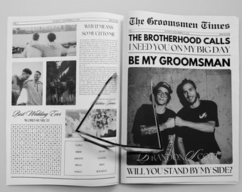 Editable Groomsman Proposal Newspaper Digital Canva Template Be My Groomsman Invitation Customizable Groomsmen Proposal Gift For Him Cool 14