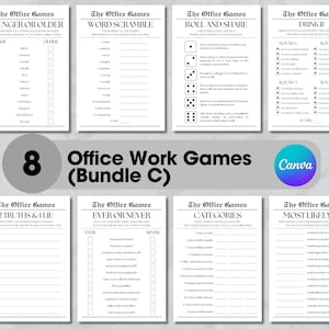 Office Work Party Game Bundle B, 8 Newspaper-Themed Icebreaker Games for Team Building & Workplace Events, Editable Canva Game Template 161