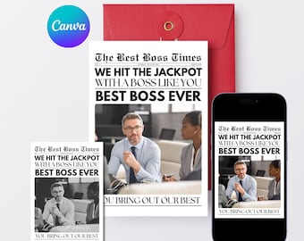 Custom Editable Best Boss Digital Template Boss Appreciation Card Canva Template Printable Boss Gift Boss Celebration Card Gift for Boss 37