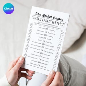 Would She Rather Bridal Shower Game Template, Canva Editable Interactive Bride to Be Games Printables Game Modern Bride Games Bridal Gift 94