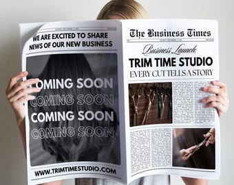 Canva Business Newspaper Template, Custom Editable New Business Announcement Large Newspaper For Branding Photoshoot, Instant Download 87