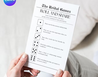 Bridal Shower Dice Game Printable, Custom Editable Bridal Game Canva Newspaper Template, Fun Bridal Shower Game Print, Cute Bride Gift 104