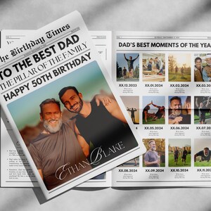 Canva Dad Geburtstag Zeitungsvorlage, große Zeitung Vorlage Print, Benutzerdefinierte bearbeitbare Zeitung für Vater 50. Geburtstagsgeschenk für Papa 82