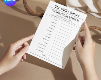 Difficult Word Scramble Work Party Office Game Printable Template, Canva Editable Office Party Game, Team Bonding Game Ideas Office Gift 142
