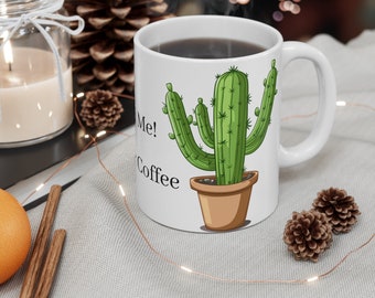 Immagine cartone animato Tazza Cactus, Involucro tazza, Tazza da caffè Cactus da 11 once, Ispirato alla natura, Regalo unico, Regali di Natale, migliore idea regalo