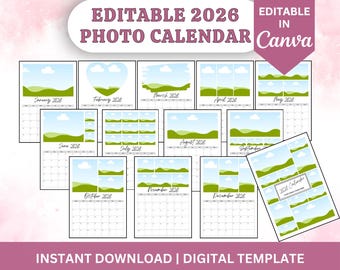 2026 Photo Calendar Template | Customizable Family Gift (Digital Download)