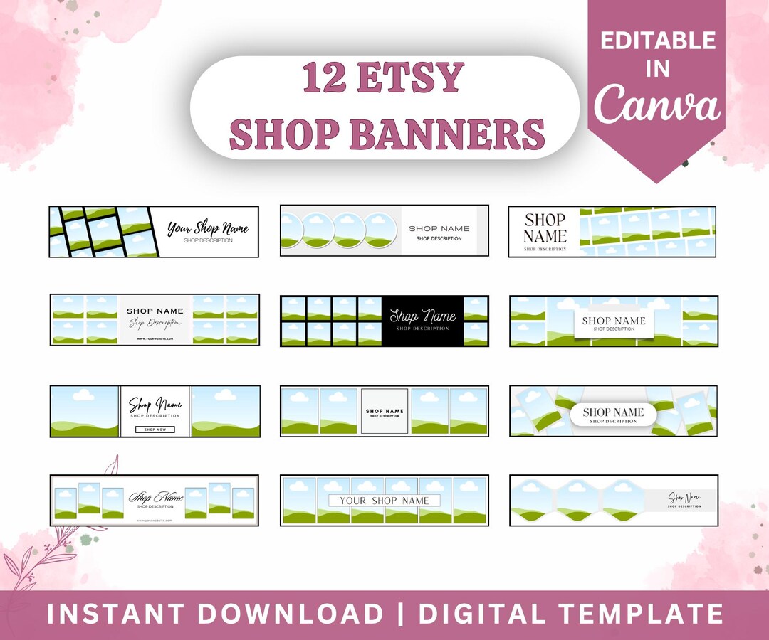 12 Etsy Shop Banner Templates, Customizable Canva Covers (digital ...