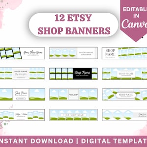 12 couvertures de bannière de la boutique Etsy, modifiables, modèle Canva, bannière personnalisable, modèle de bannière, modèle Etsy