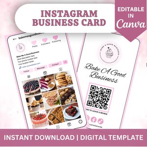 Instagram Visitenkarte | Bearbeitbare Visitenkarte | Canva Vorlage | Bäckerei Betrieb | Kleinunternehmen | Visitenkarte | Business anpassen