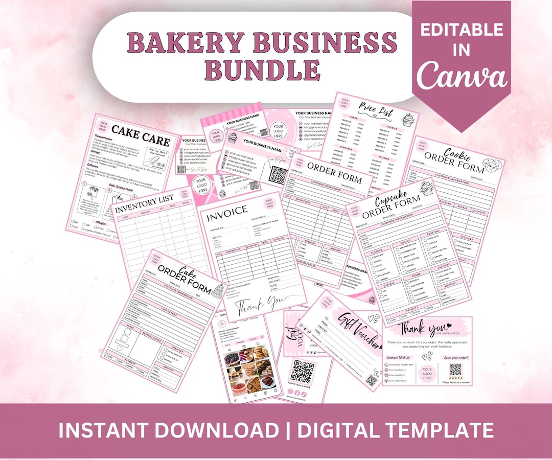 Editable Bakery Business Bundle | Canva Templates (digital Download) - Etsy