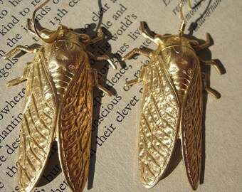 CICADA Earrings huge statement Jewelry raw brass jewelry