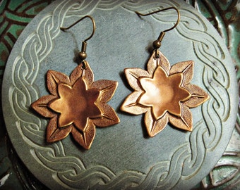LOTUS Earrings / antique brass finish / vintage style boho jewelry