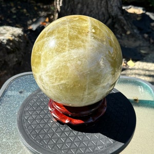 Lemon Quartz Sphere- Crystal Healing, Natural Yellow Crystal, Meditation & Home Decor #1196