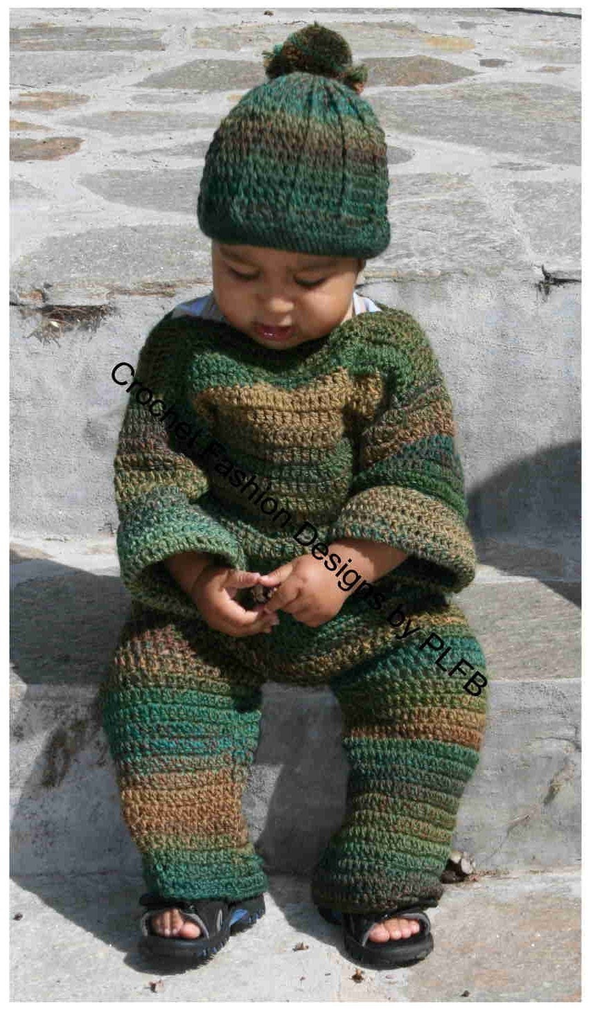 Crochet baby boy suit - organic Merino wool - Sicily Lover