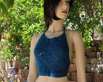 Sea Shell Diamond Halter Crochet Pattern plfb