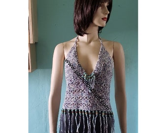 Blue Spring Halter Top Crochet Pattern by plfb