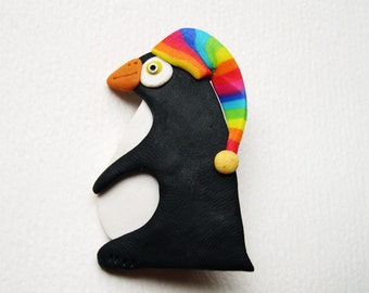 Perky Penguin brooch