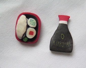 Sushi and soy sauce stud earrings