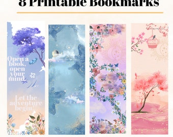 Floral Fantasy Digital bookmarks, Flower bookmarks, printable bookmarks, imagination realm book, Digital printable bookmark, Direct download