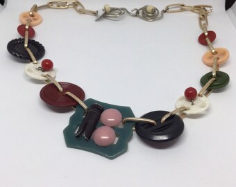 Vintage Bakelite Signed Necklace FREE SHIPPING