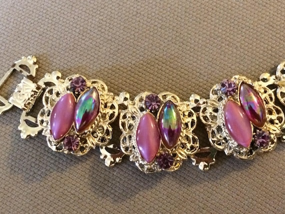 Thermoset Bracelet Bright Pink Purple Irredescenc… - image 2