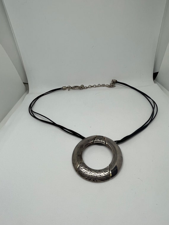 CHICOS Silver Circle with Indian design and leathe