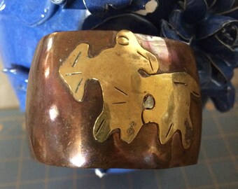 Gift for Girlfriend Vintage Copper Wide Centaur Cuff Bracelet
