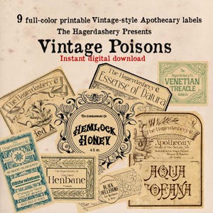 Poison Potion labels, digital printable potion labels, spooky apothecary jar, Vintage poison labels, Halloween decoration, creepy, FREE GIFT