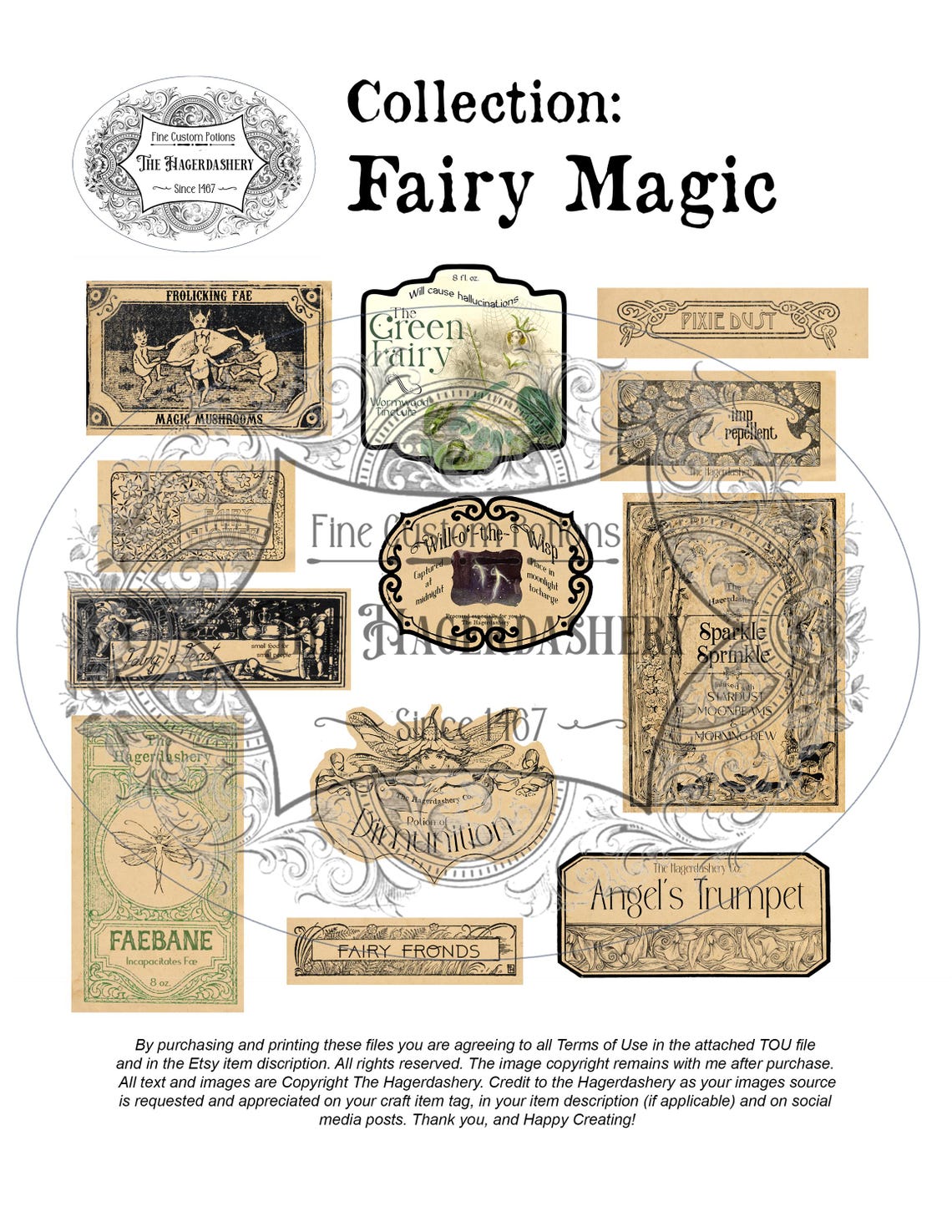 Fairy Magic Potion Labels, Digital Printable Potion Labels, Apothecary ...