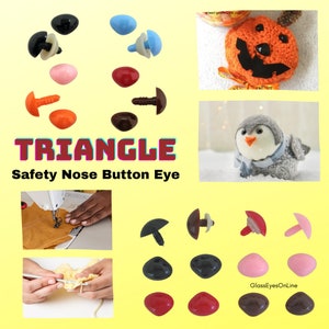 24 pc. 12mm or 15mm TRIANGLE Shape Plastic Safety NOSES, Buttons, Eyes, Snowman, Puppet, Doll, Teddy bear Sew, Crochet, Amigurumi  ( TN-1 )