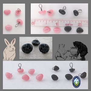 3 Glass Noses Sew On Wire Loops choose Size 8mm to 18mm for Teddy Bear Bunny Plush Animal Puppy Dog, Fantasy Creature GN