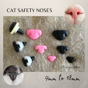 12 Cat Noses 9mm, 11mm, 12mm, 13mm, or 18mm With Washer For Cat, Kitten, Fantasy Character, Sewing, Crochet, Pink & Black CTN-1 image 1